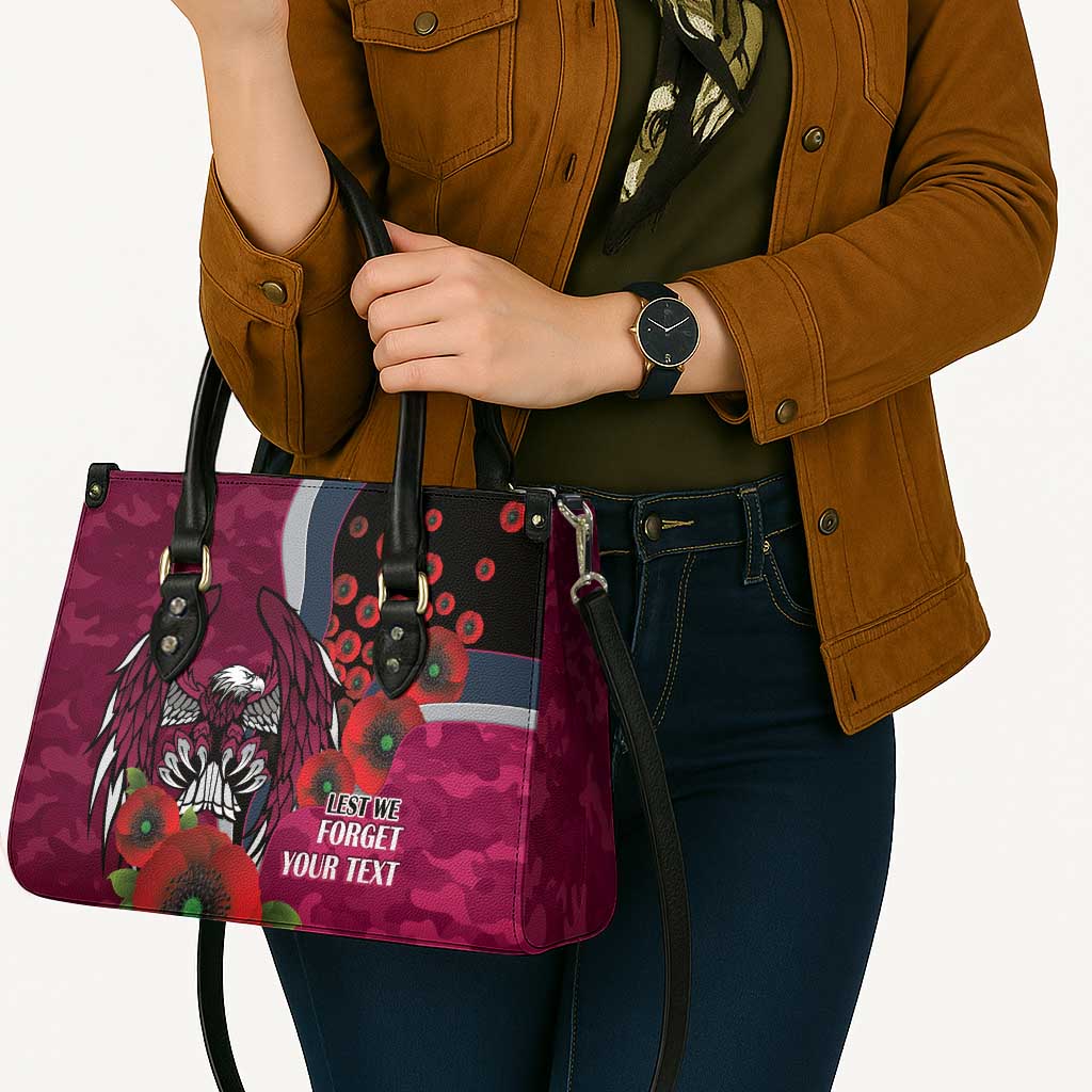 Manly Warringah Sea Eagles ANZAC Personalised Leather Bag Lest We Forget Poppy Camo
