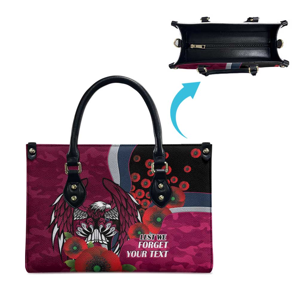 Manly Warringah Sea Eagles ANZAC Personalised Leather Bag Lest We Forget Poppy Camo