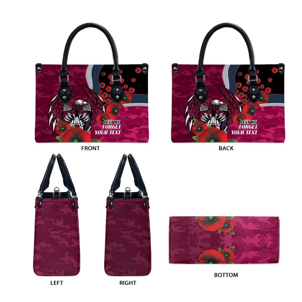 Manly Warringah Sea Eagles ANZAC Personalised Leather Bag Lest We Forget Poppy Camo