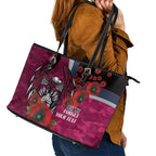 Manly Warringah Sea Eagles ANZAC Personalised Leather Tote Bag Lest We Forget Poppy Camo