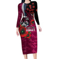 Manly Warringah Sea Eagles ANZAC Personalised Long Sleeve Bodycon Dress Lest We Forget Poppy Camo