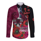 Manly Warringah Sea Eagles ANZAC Personalised Long Sleeve Button Shirt Lest We Forget Poppy Camo