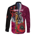 Manly Warringah Sea Eagles ANZAC Personalised Long Sleeve Button Shirt Lest We Forget Poppy Camo