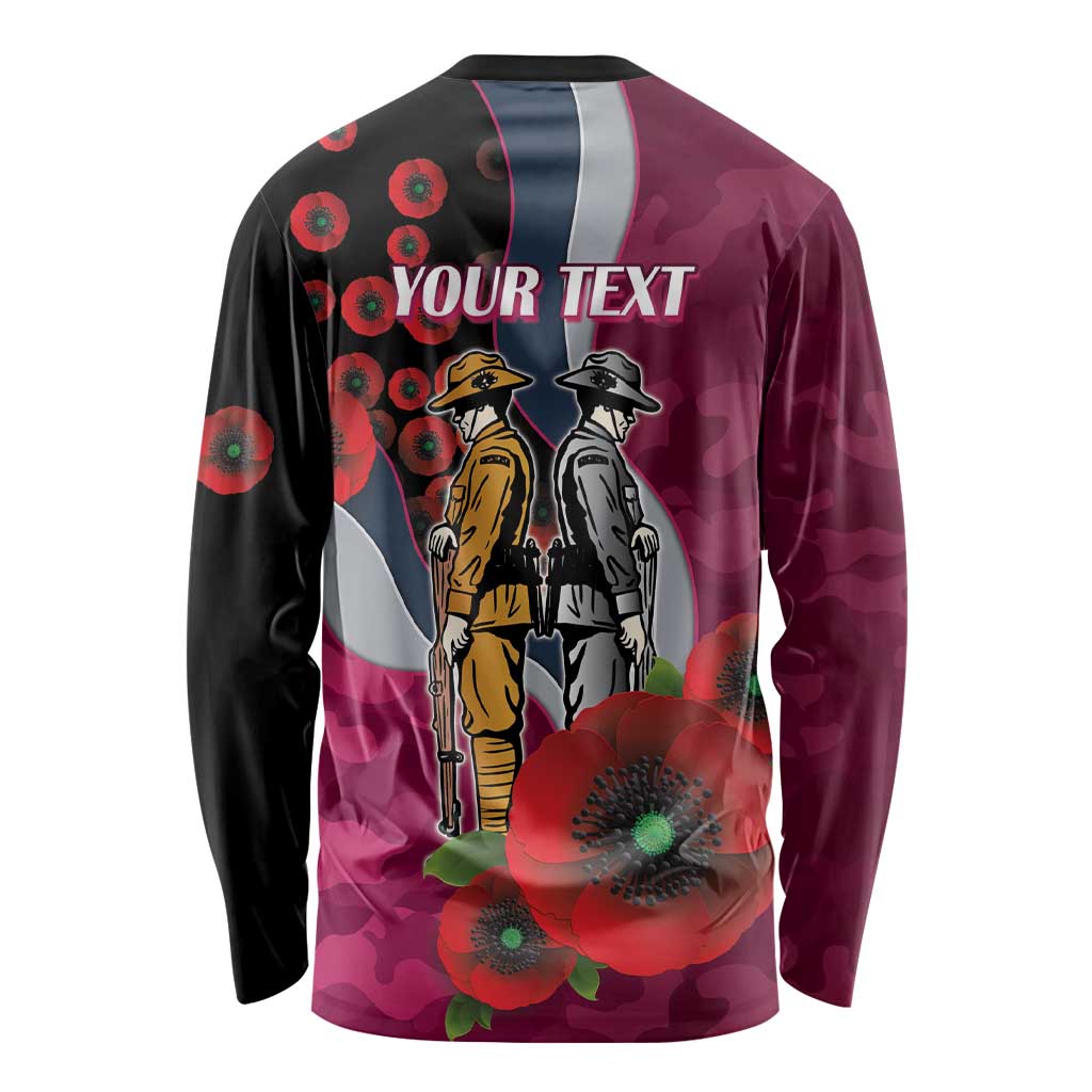 Manly Warringah Sea Eagles ANZAC Personalised Long Sleeve Shirt Lest We Forget Poppy Camo