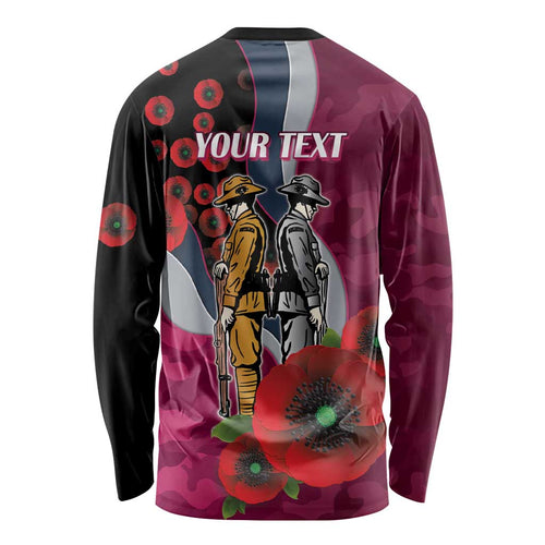 Manly Warringah Sea Eagles ANZAC Personalised Long Sleeve Shirt Lest We Forget Poppy Camo