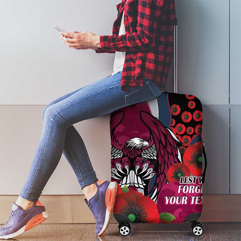 Manly Warringah Sea Eagles ANZAC Personalised Luggage Cover Lest We Forget Poppy Camo
