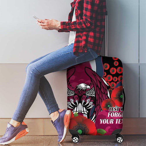 Manly Warringah Sea Eagles ANZAC Personalised Luggage Cover Lest We Forget Poppy Camo