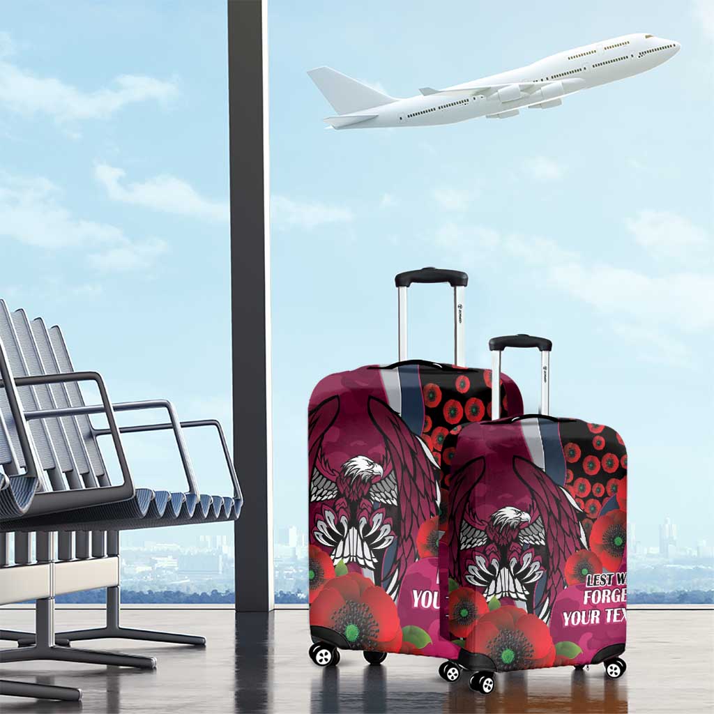 Manly Warringah Sea Eagles ANZAC Personalised Luggage Cover Lest We Forget Poppy Camo