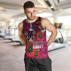 Manly Warringah Sea Eagles ANZAC Personalised Men Tank Top Lest We Forget Poppy Camo