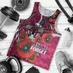 Manly Warringah Sea Eagles ANZAC Personalised Men Tank Top Lest We Forget Poppy Camo