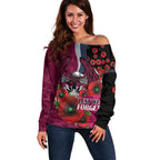 Manly Warringah Sea Eagles ANZAC Personalised Off Shoulder Sweater Lest We Forget Poppy Camo