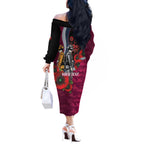 Manly Warringah Sea Eagles ANZAC Personalised Off The Shoulder Long Sleeve Dress Lest We Forget Poppy Camo