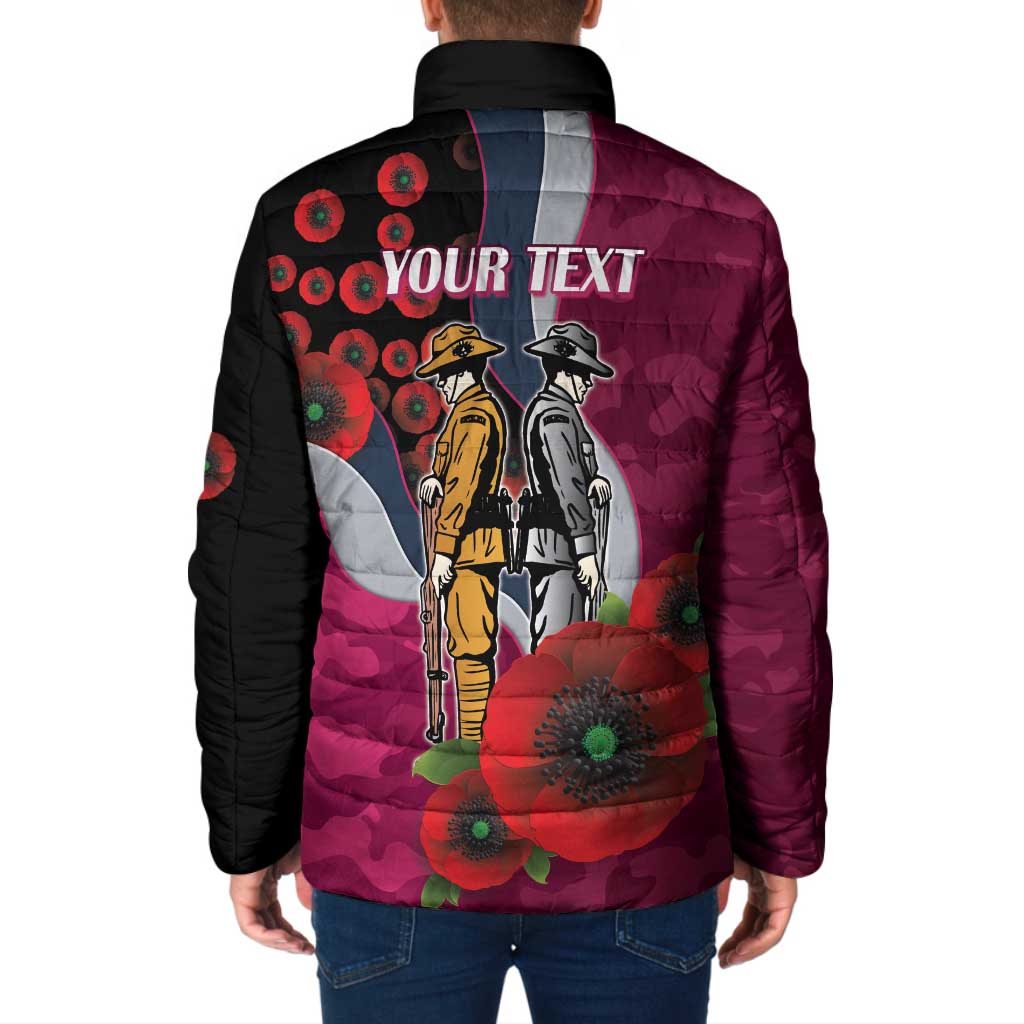 Manly Warringah Sea Eagles ANZAC Personalised Padded Jacket Lest We Forget Poppy Camo
