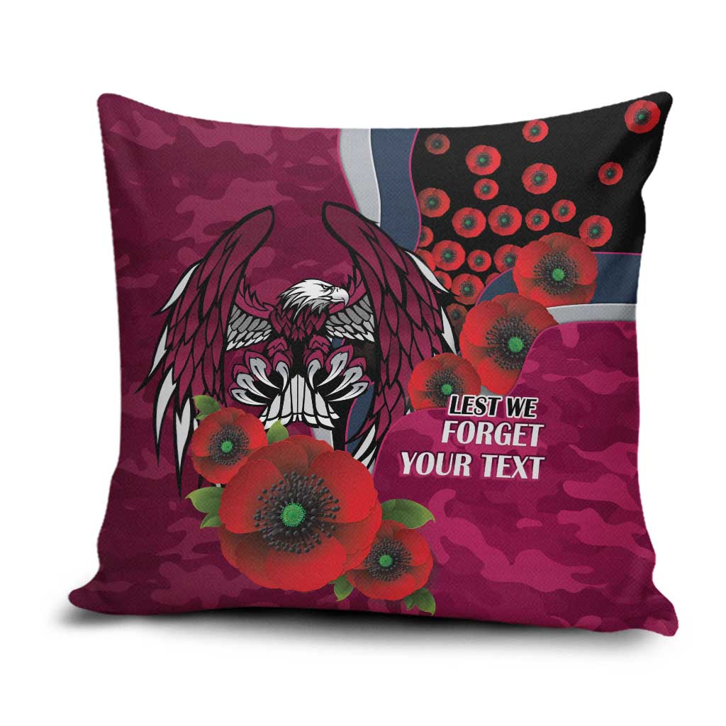 Manly Warringah Sea Eagles ANZAC Personalised Pillow Cover Lest We Forget Poppy Camo