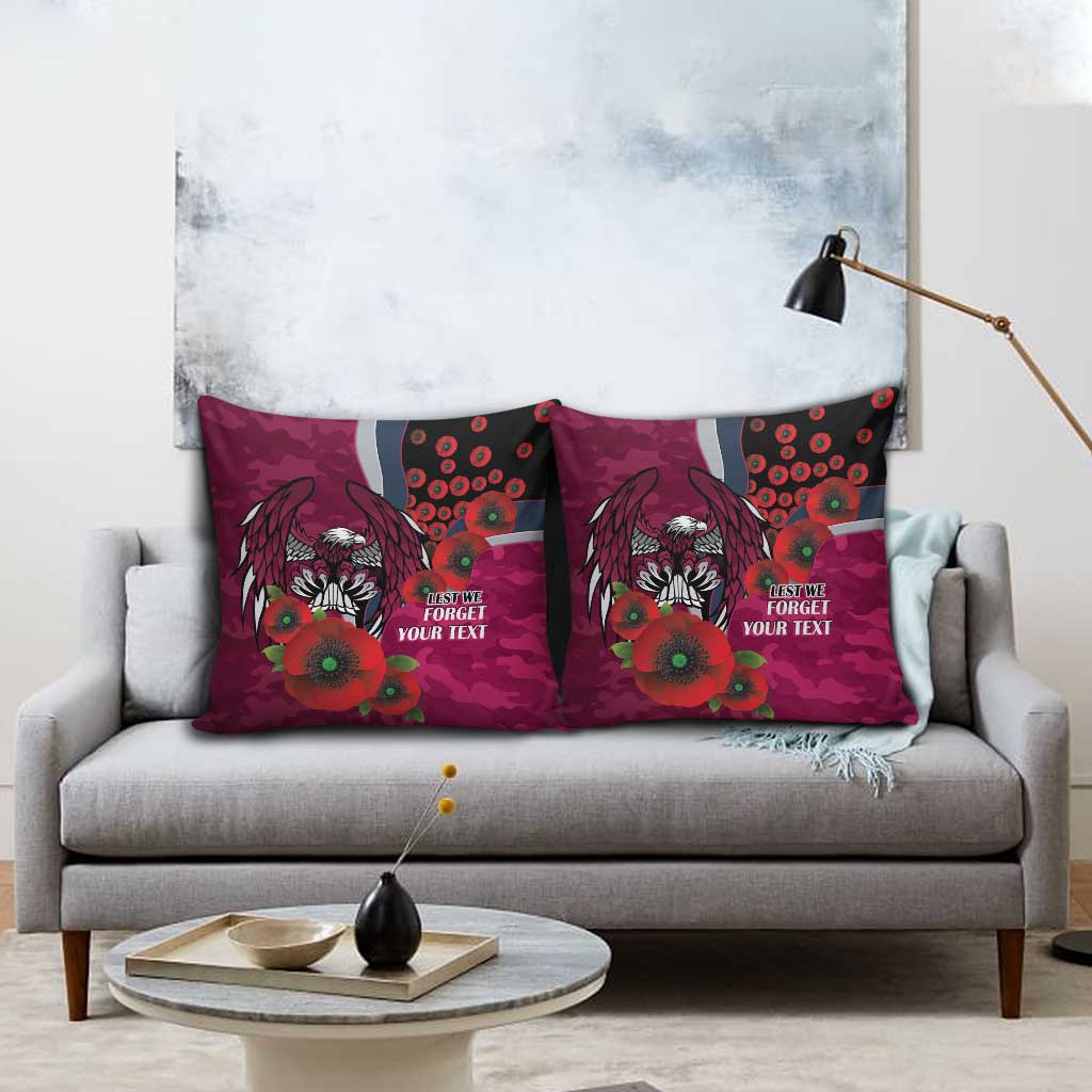 Manly Warringah Sea Eagles ANZAC Personalised Pillow Cover Lest We Forget Poppy Camo
