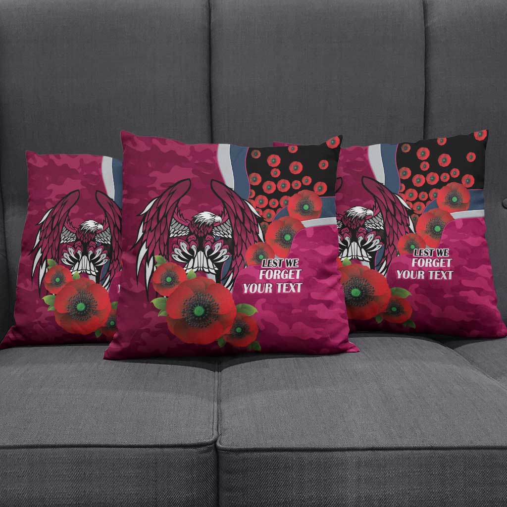 Manly Warringah Sea Eagles ANZAC Personalised Pillow Cover Lest We Forget Poppy Camo