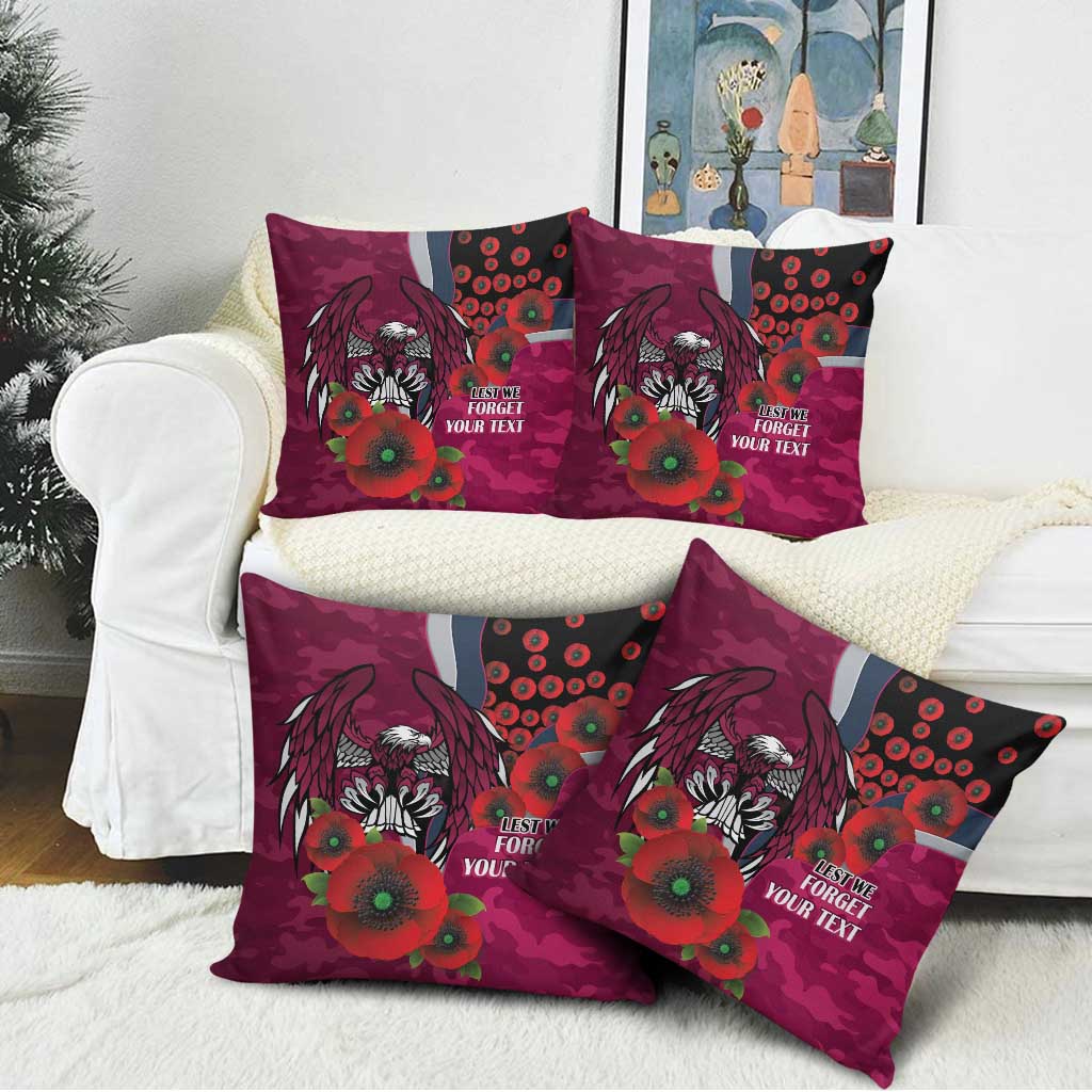 Manly Warringah Sea Eagles ANZAC Personalised Pillow Cover Lest We Forget Poppy Camo