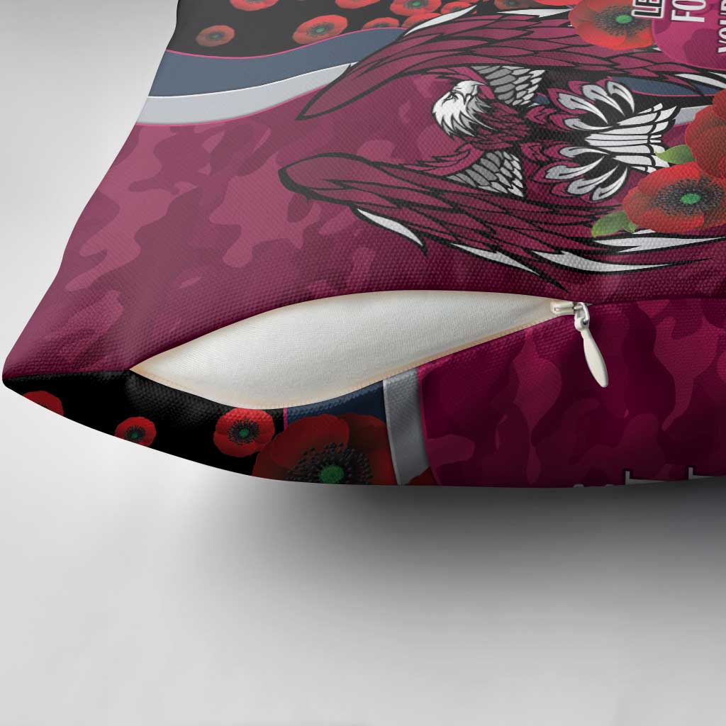 Manly Warringah Sea Eagles ANZAC Personalised Pillow Cover Lest We Forget Poppy Camo