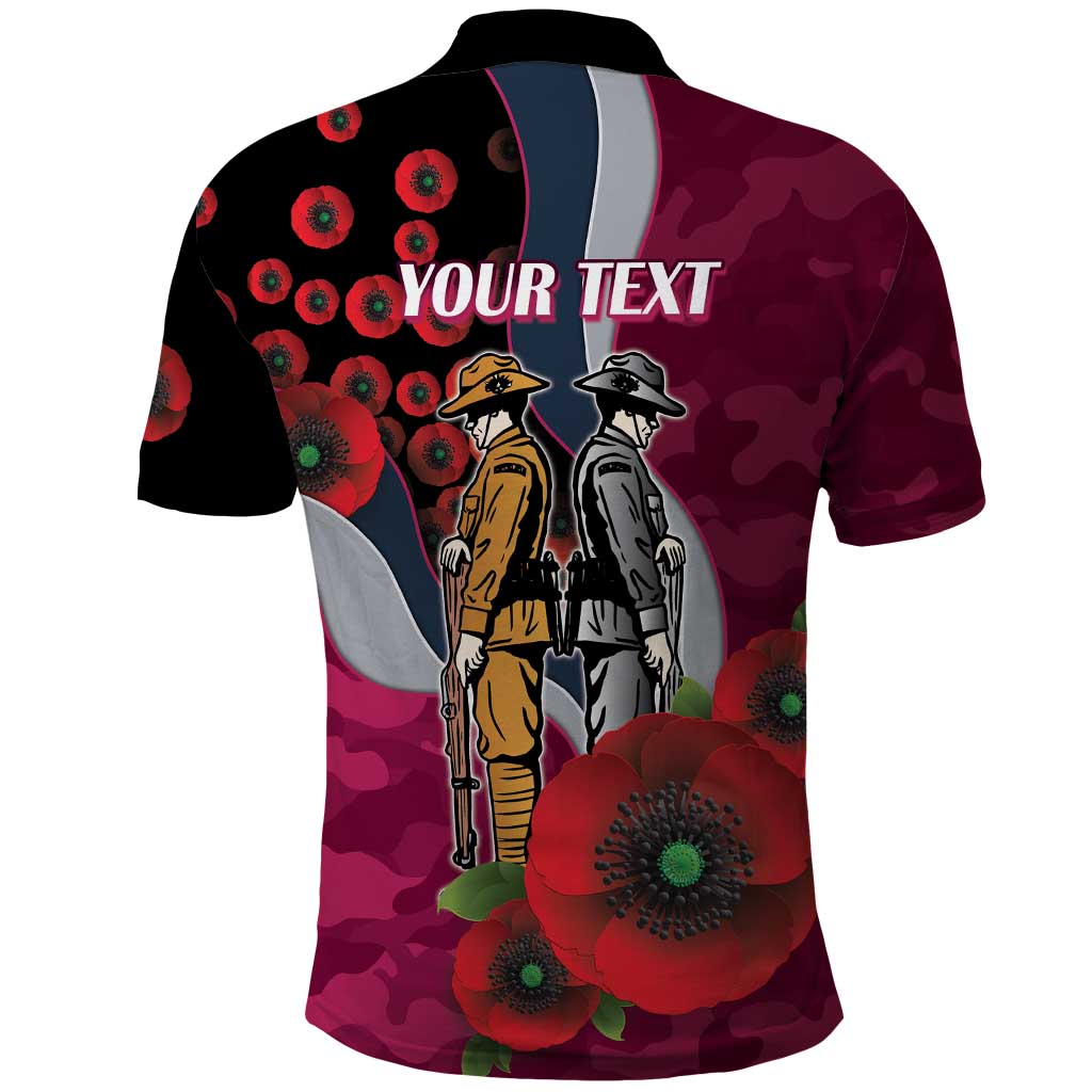 Manly Warringah Sea Eagles ANZAC Personalised Polo Shirt Lest We Forget Poppy Camo