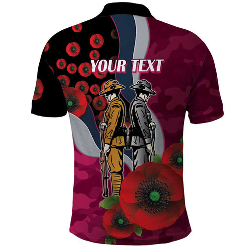 Manly Warringah Sea Eagles ANZAC Personalised Polo Shirt Lest We Forget Poppy Camo
