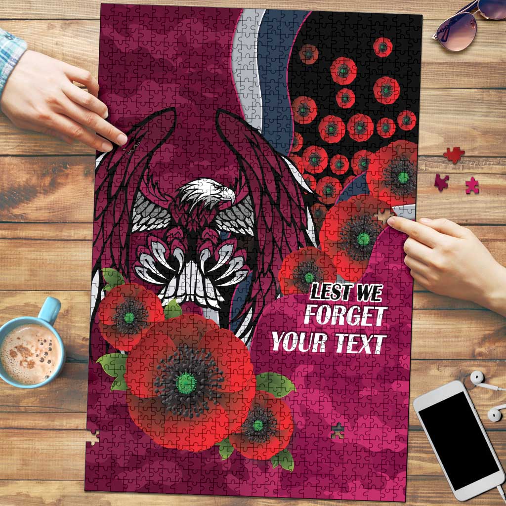 Manly Warringah Sea Eagles ANZAC Personalised Puzzle Lest We Forget Poppy Camo