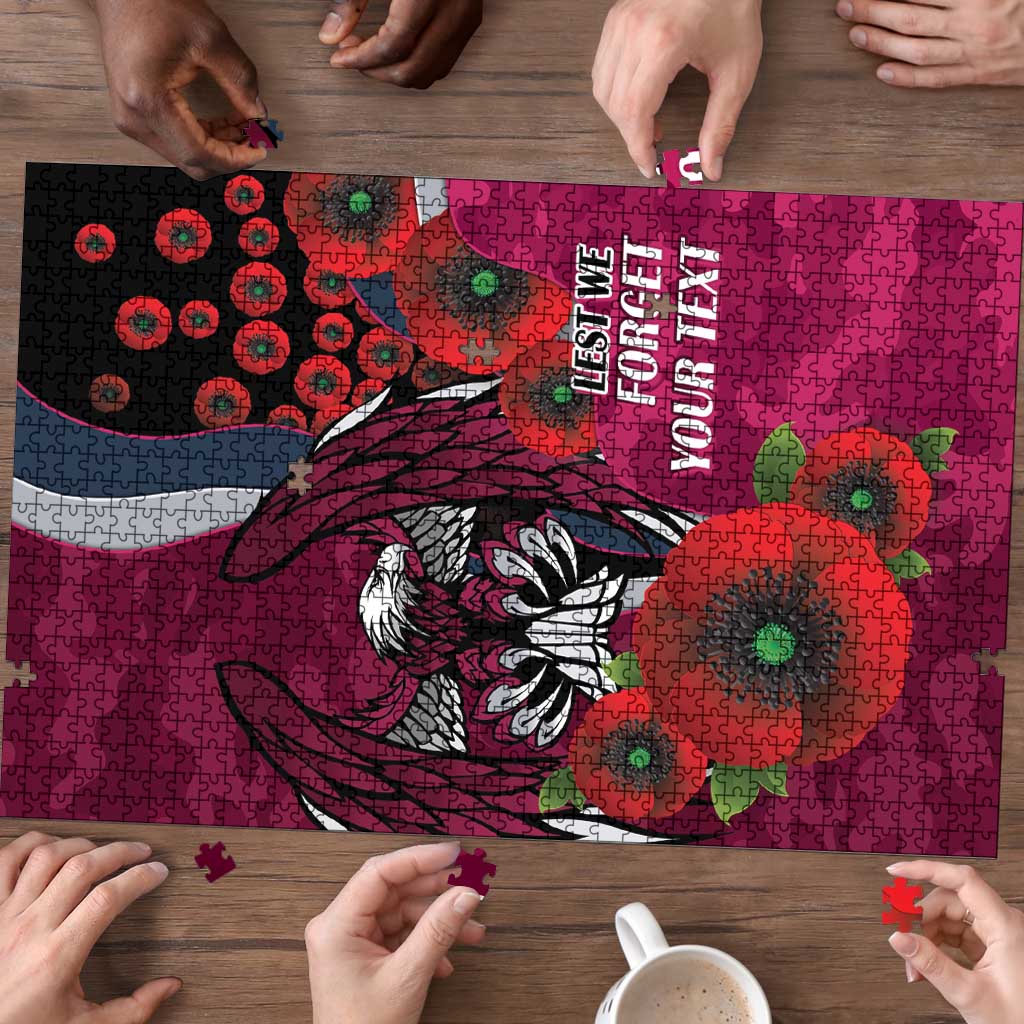 Manly Warringah Sea Eagles ANZAC Personalised Puzzle Lest We Forget Poppy Camo