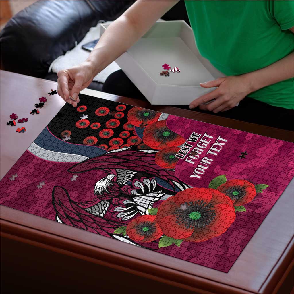 Manly Warringah Sea Eagles ANZAC Personalised Puzzle Lest We Forget Poppy Camo