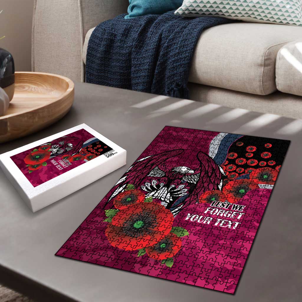 Manly Warringah Sea Eagles ANZAC Personalised Puzzle Lest We Forget Poppy Camo
