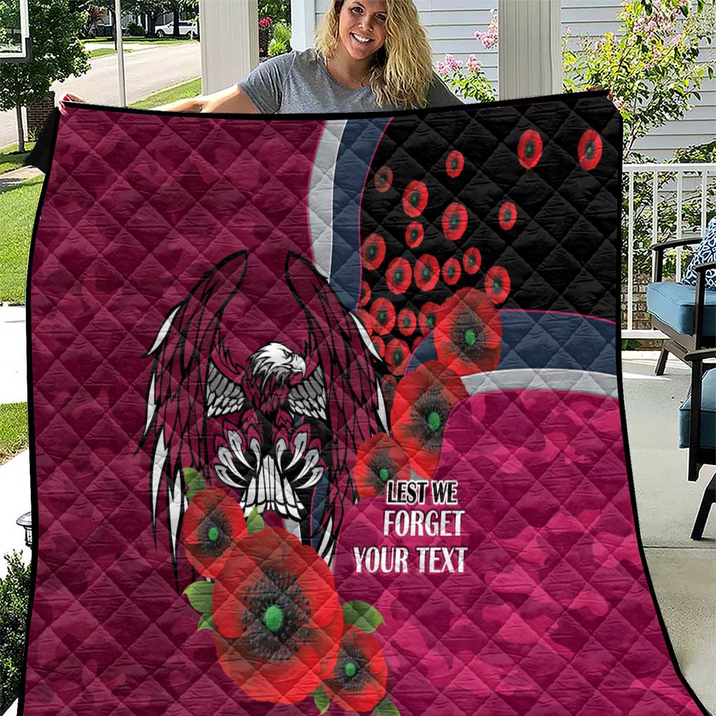 Manly Warringah Sea Eagles ANZAC Personalised Quilt Lest We Forget Poppy Camo