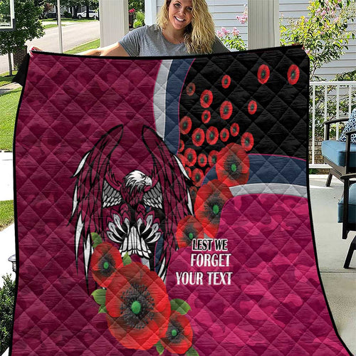 Manly Warringah Sea Eagles ANZAC Personalised Quilt Lest We Forget Poppy Camo