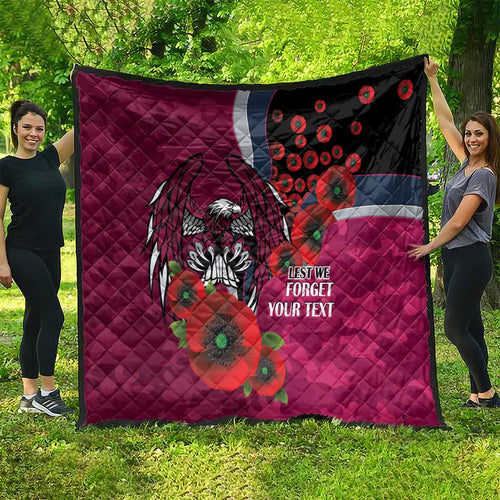Manly Warringah Sea Eagles ANZAC Personalised Quilt Lest We Forget Poppy Camo