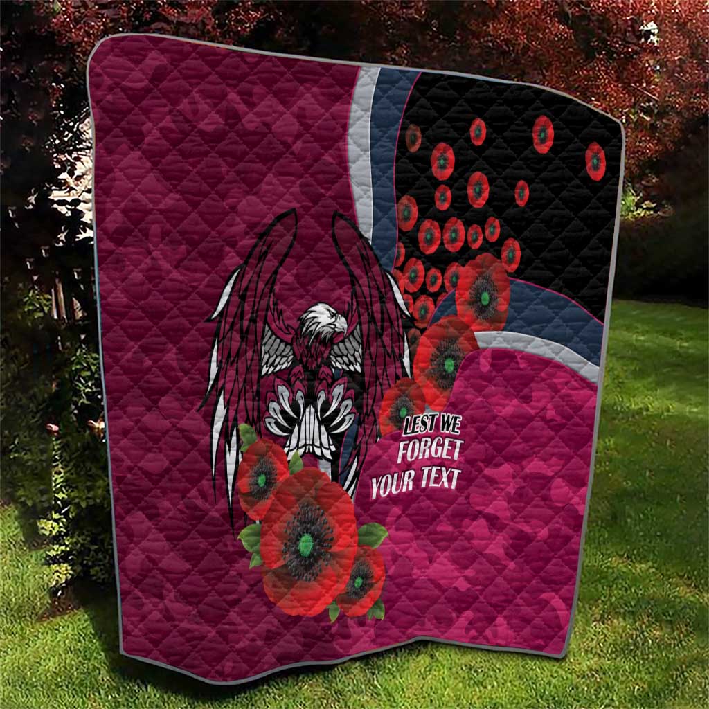 Manly Warringah Sea Eagles ANZAC Personalised Quilt Lest We Forget Poppy Camo