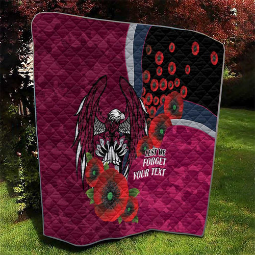 Manly Warringah Sea Eagles ANZAC Personalised Quilt Lest We Forget Poppy Camo