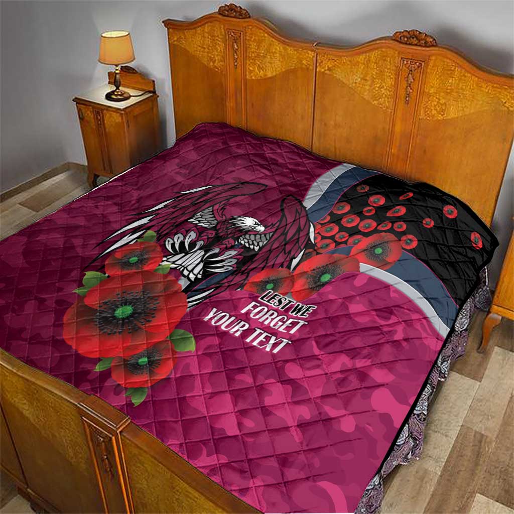 Manly Warringah Sea Eagles ANZAC Personalised Quilt Lest We Forget Poppy Camo