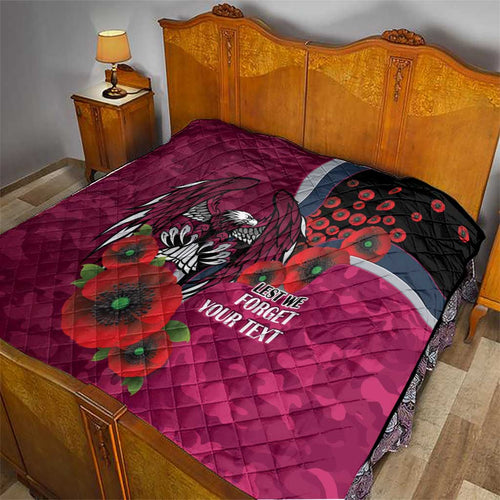 Manly Warringah Sea Eagles ANZAC Personalised Quilt Lest We Forget Poppy Camo