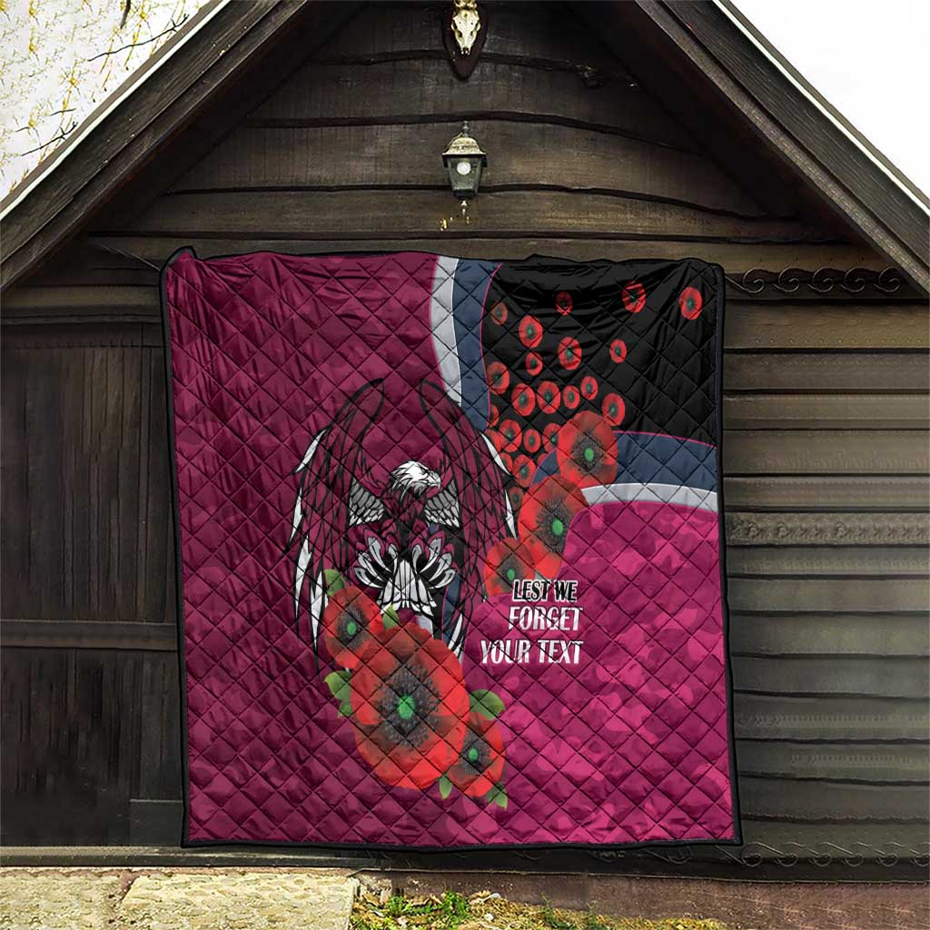 Manly Warringah Sea Eagles ANZAC Personalised Quilt Lest We Forget Poppy Camo