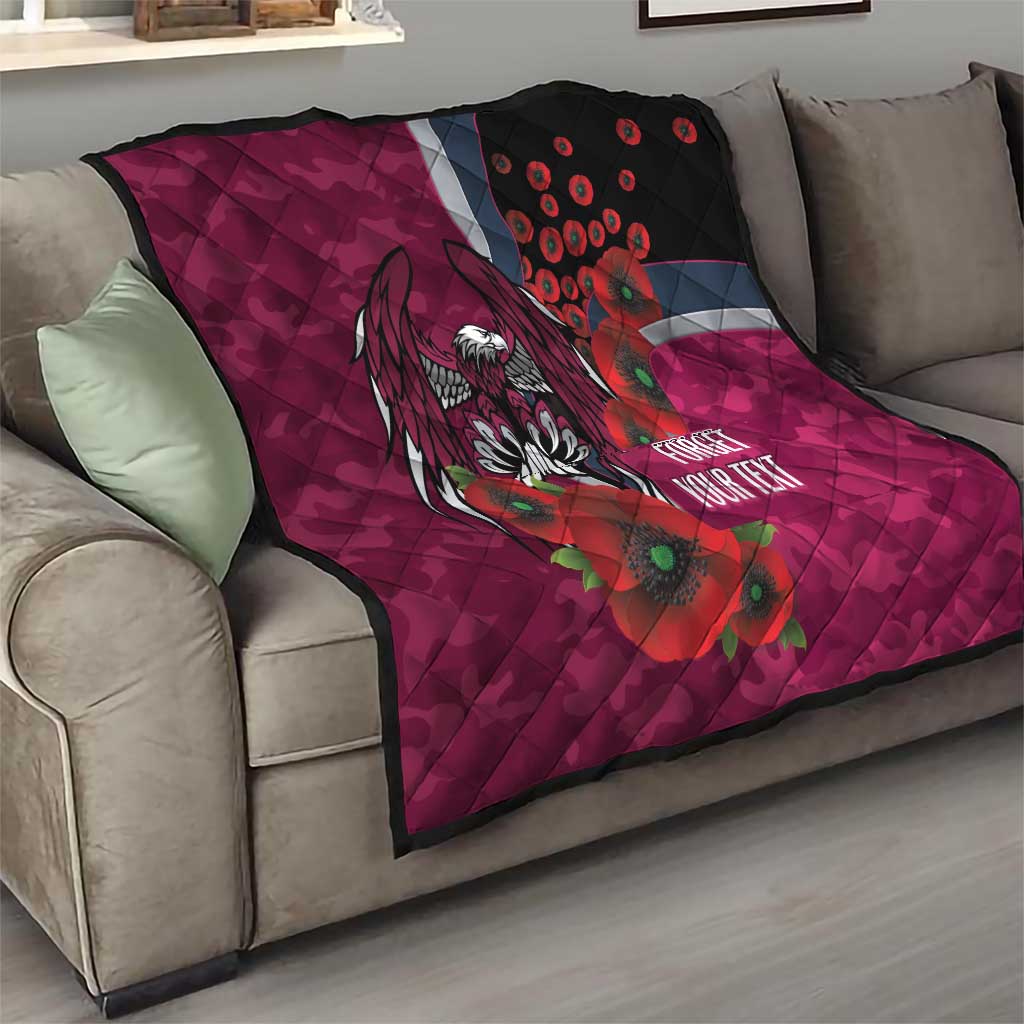Manly Warringah Sea Eagles ANZAC Personalised Quilt Lest We Forget Poppy Camo