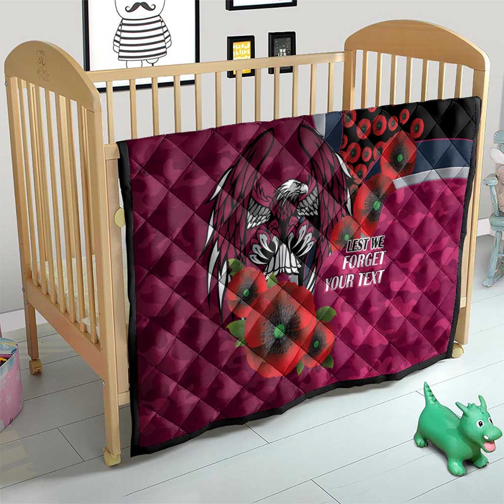 Manly Warringah Sea Eagles ANZAC Personalised Quilt Lest We Forget Poppy Camo