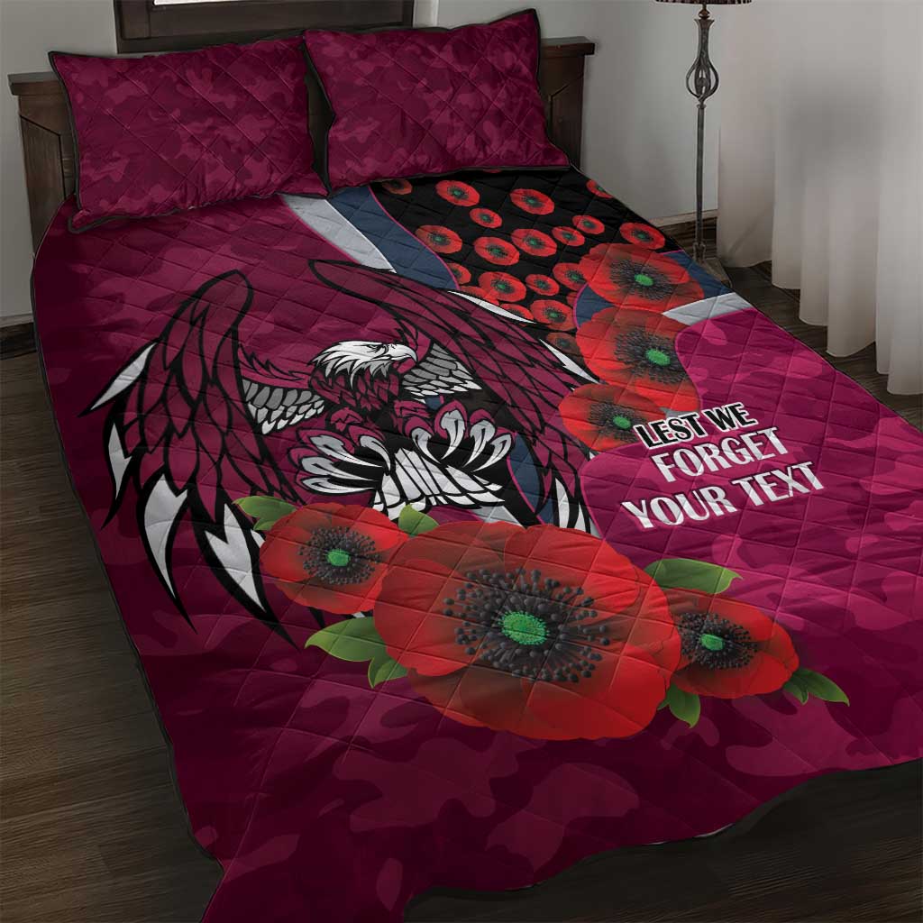 Manly Warringah Sea Eagles ANZAC Personalised Quilt Bed Set Lest We Forget Poppy Camo