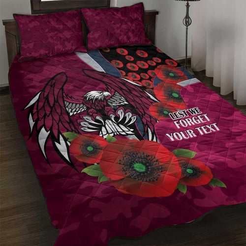 Manly Warringah Sea Eagles ANZAC Personalised Quilt Bed Set Lest We Forget Poppy Camo