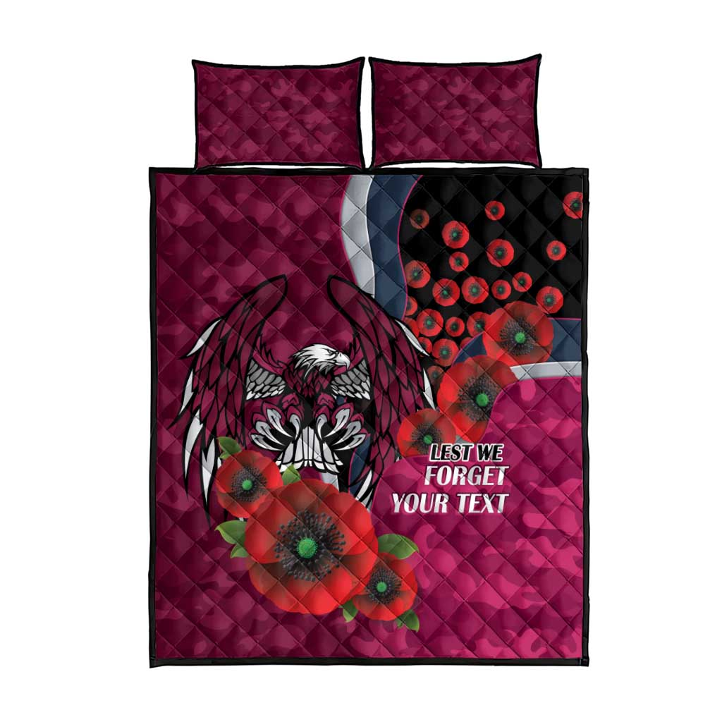 Manly Warringah Sea Eagles ANZAC Personalised Quilt Bed Set Lest We Forget Poppy Camo