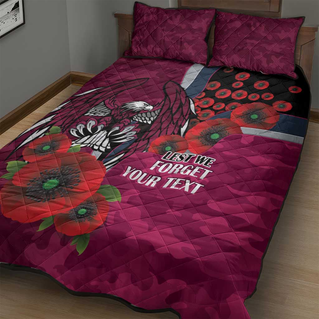 Manly Warringah Sea Eagles ANZAC Personalised Quilt Bed Set Lest We Forget Poppy Camo