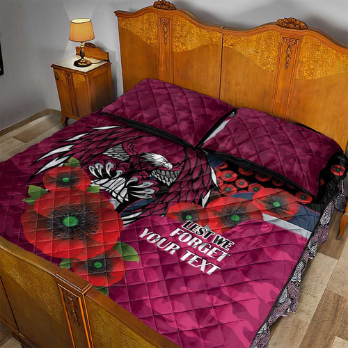 Manly Warringah Sea Eagles ANZAC Personalised Quilt Bed Set Lest We Forget Poppy Camo
