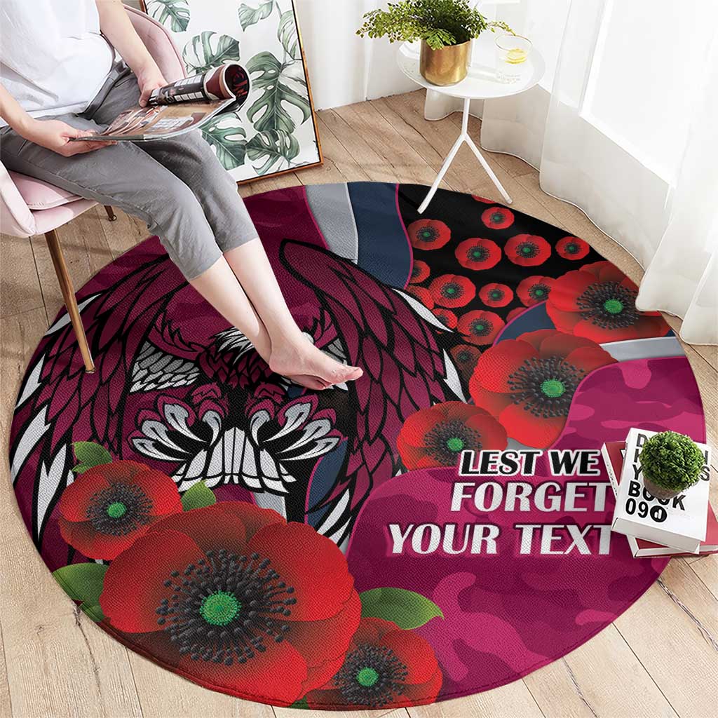 Manly Warringah Sea Eagles ANZAC Personalised Round Carpet Lest We Forget Poppy Camo