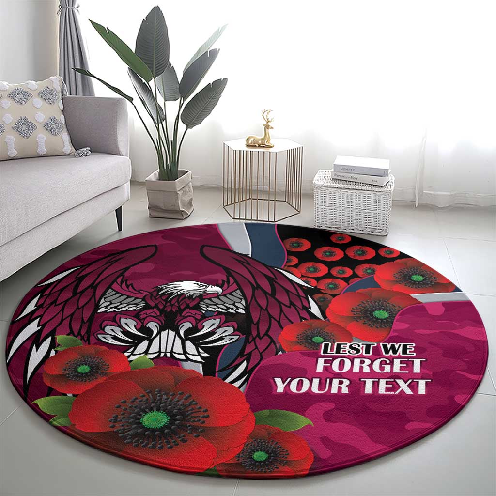 Manly Warringah Sea Eagles ANZAC Personalised Round Carpet Lest We Forget Poppy Camo
