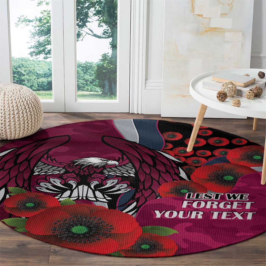 Manly Warringah Sea Eagles ANZAC Personalised Round Carpet Lest We Forget Poppy Camo