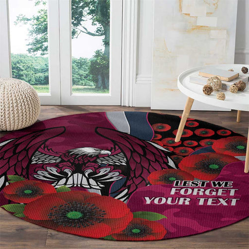 Manly Warringah Sea Eagles ANZAC Personalised Round Carpet Lest We Forget Poppy Camo