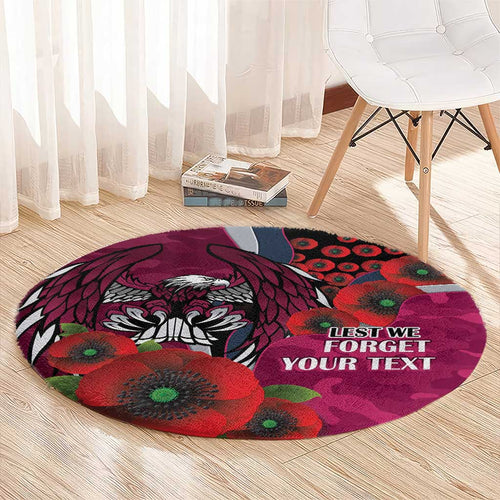 Manly Warringah Sea Eagles ANZAC Personalised Round Carpet Lest We Forget Poppy Camo