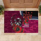 Manly Warringah Sea Eagles ANZAC Personalised Rubber Doormat Lest We Forget Poppy Camo