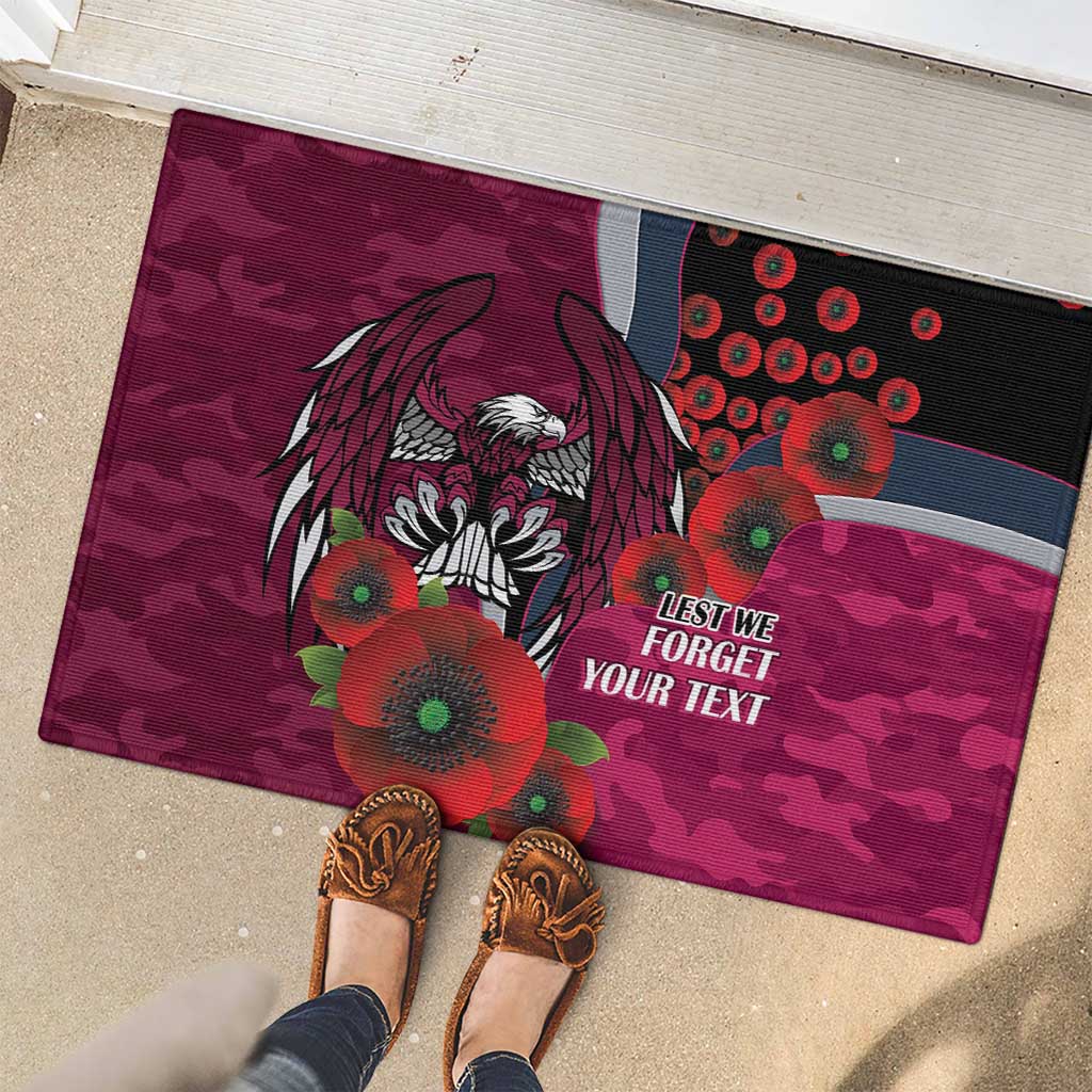 Manly Warringah Sea Eagles ANZAC Personalised Rubber Doormat Lest We Forget Poppy Camo